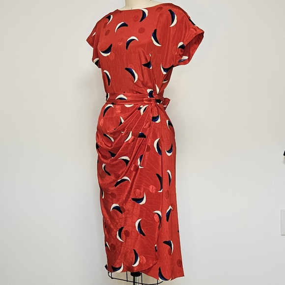 80s Ruched Red Dress - Picture 1 of 10